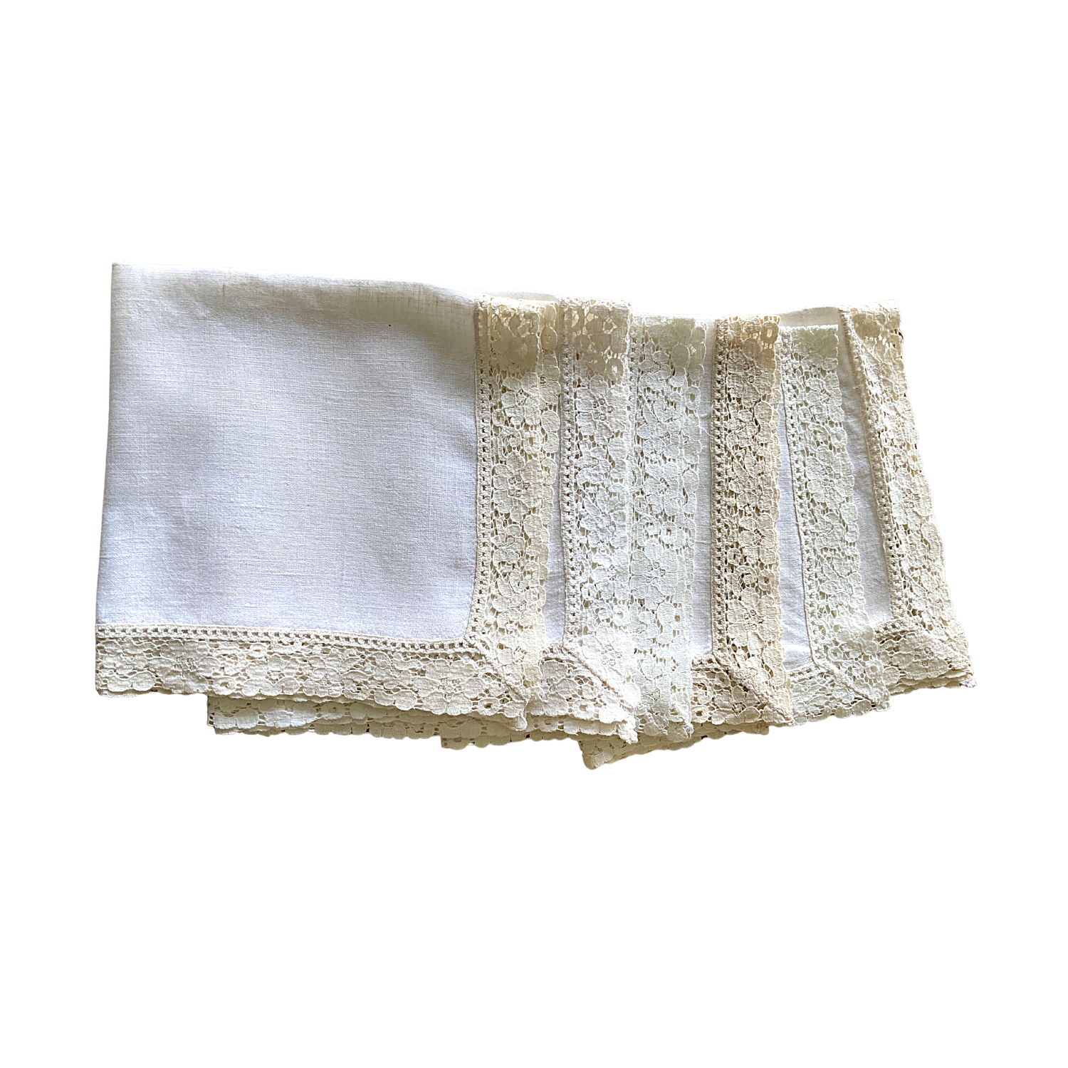 Set of 6 Yellow Vintage Cloth Napkins with Lace – newdsalem